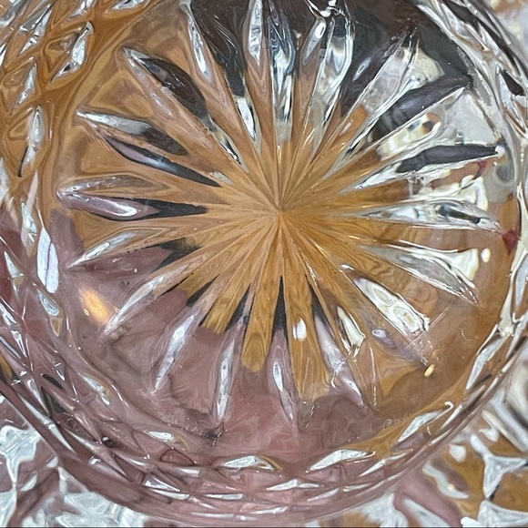 Vintage Hand Cut Glass Art Deco Thick Rimmed Ashtray Trinket Jewelry Dish - Picture 14 of 14